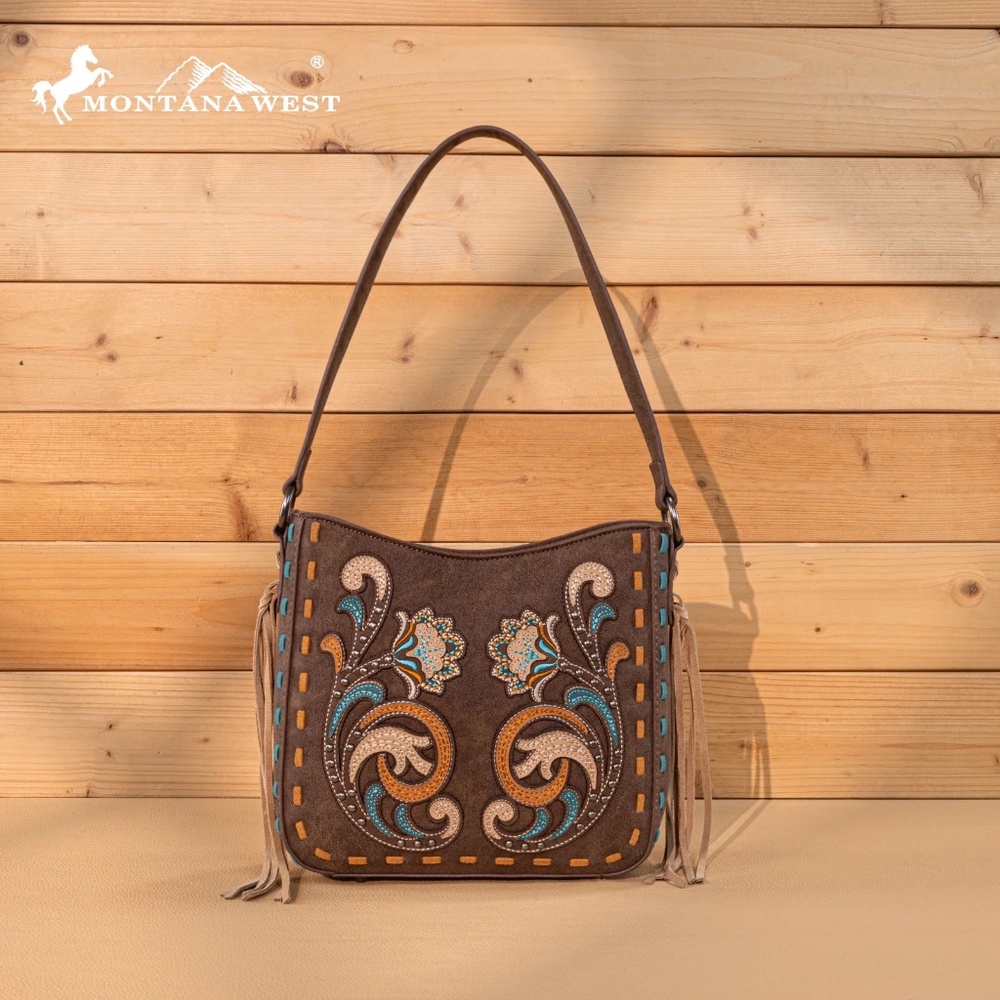 Montana West Embroidered Hobo Bag Coffee